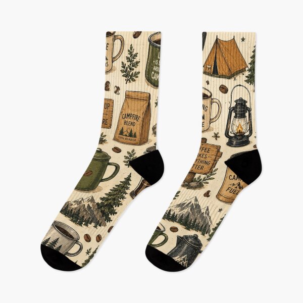 Item preview, Camping Coffee Seamless Pattern – Coffee Lover, Outdoor Adventure & Rustic Camp Design designed and sold by RJACreative.