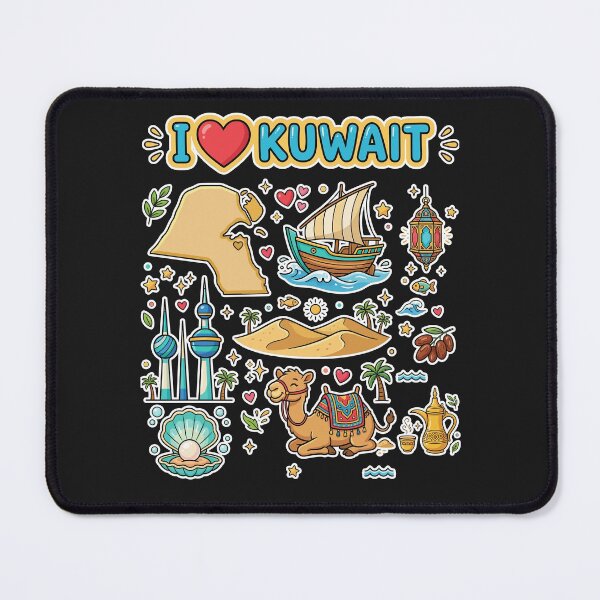 Item preview, Kuwait Landmarks & Cultural Doodle Art Collage خريطة ومعالم الكويت - رسم كرتوني لطيف للتراث الكويتي designed and sold by mashmosh.