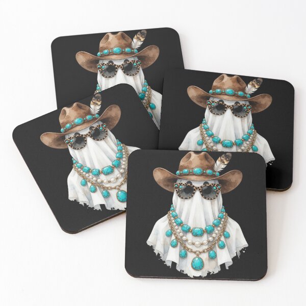 Item preview, Western halloween Glam Ghost Cowgirl watercolor designed and sold by CF_VintageDesign.