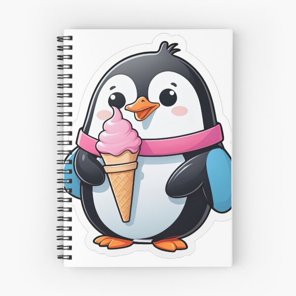 Item preview, Cute Penguin Ice Cream Lover Kawaii Cartoon Sticker designed and sold by designerbhai009.