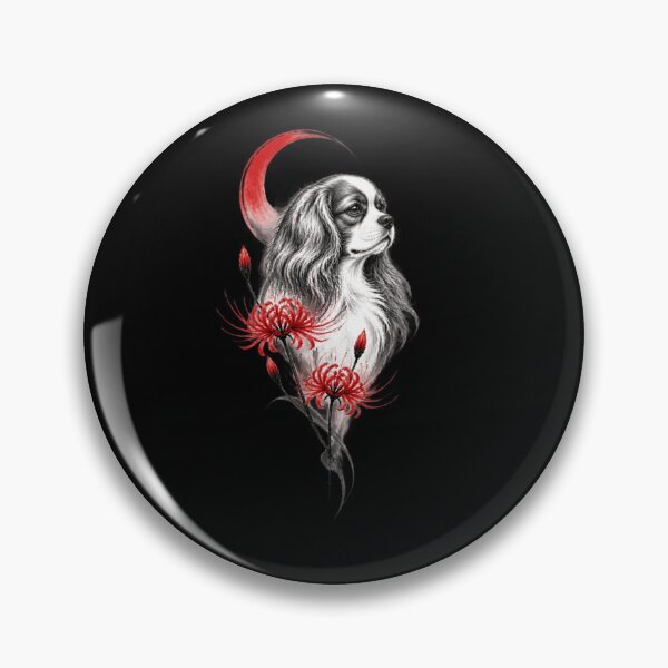 Item preview, Cavalier King Charles Spaniel Red Spider Lily Gothic Vintage Art designed and sold by Shakhbata-1.