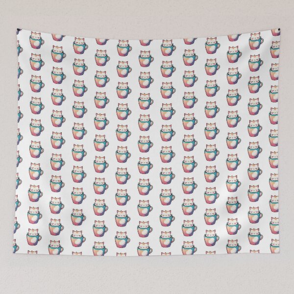 Item preview, Cute Cat in Colorful Coffee Cup Kawaii Cat Sticker designed and sold by designerbhai009.