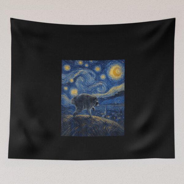 Item preview, Jimothy Raccoon Starry Night Seattle Meme Art designed and sold by ChaosColorCo.