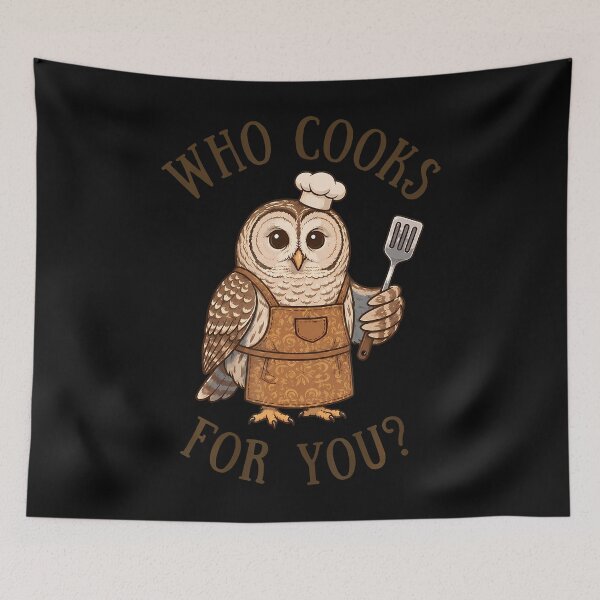 Item preview, Who Cooks For You Owl Bird Pun Chef Cute Cooking designed and sold by ripgoatclothing.