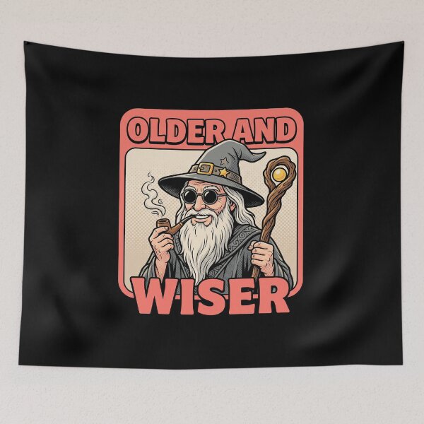 Item preview, Older And Wiser Cool Retro Wizard Sunglasses Magic Fantasy Geek Art designed and sold by AdyKurniawan.