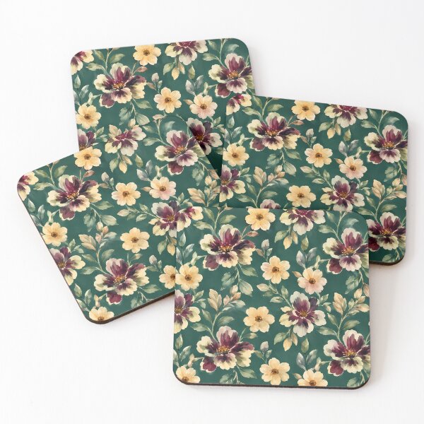 Item preview, Elegant Forest Green Watercolor Floral Pattern designed and sold by zenjiinspired.