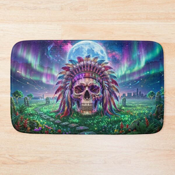Item preview, Cosmic Skull Native American Headdress Aurora Borealis designed and sold by DWolf04.