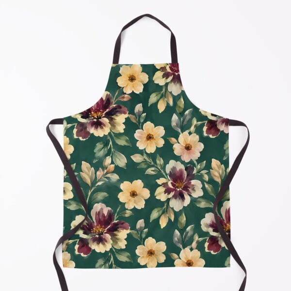 Item preview, Elegant Forest Green Watercolor Floral Pattern designed and sold by zenjiinspired.