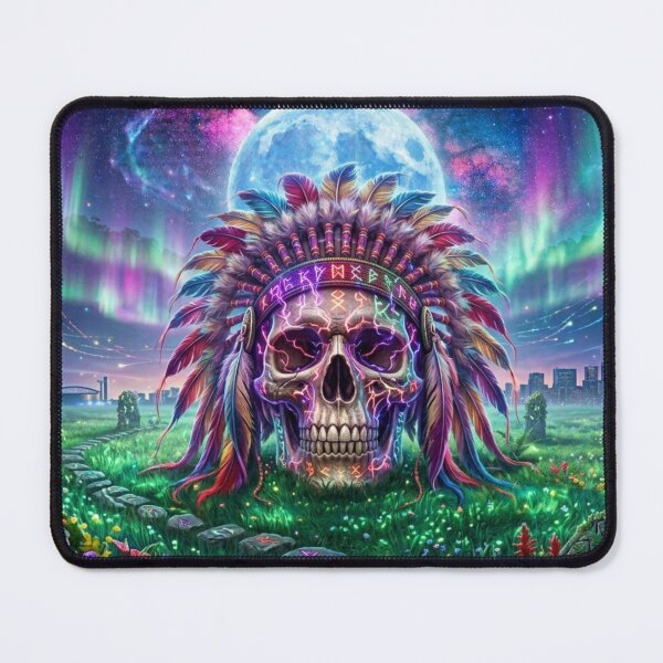 Item preview, Cosmic Skull Native American Headdress Aurora Borealis designed and sold by DWolf04.