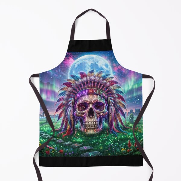 Item preview, Cosmic Skull Native American Headdress Aurora Borealis designed and sold by DWolf04.