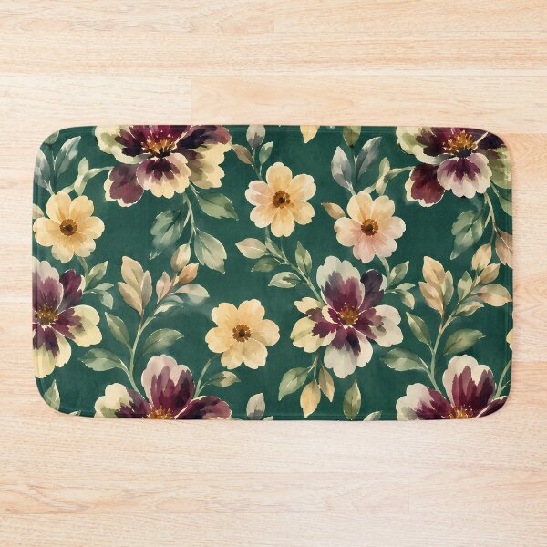 Item preview, Elegant Forest Green Watercolor Floral Pattern designed and sold by zenjiinspired.