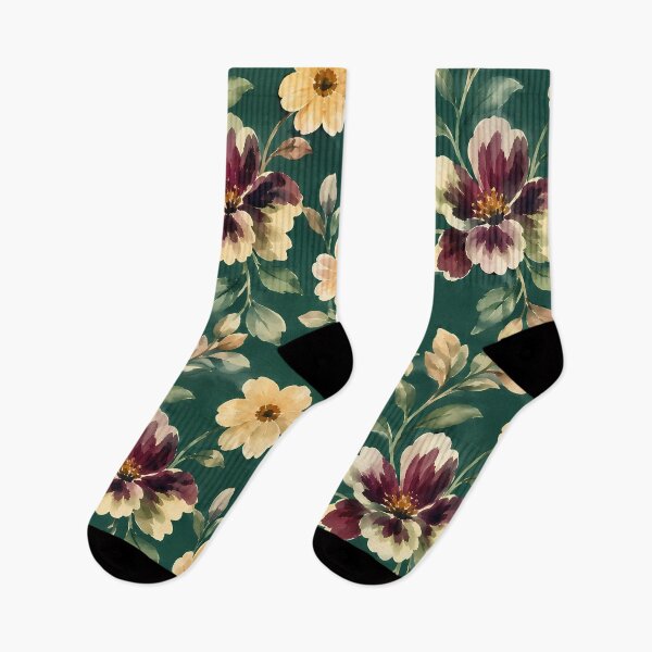 Item preview, Elegant Forest Green Watercolor Floral Pattern designed and sold by zenjiinspired.