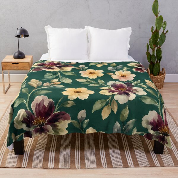 Item preview, Elegant Forest Green Watercolor Floral Pattern designed and sold by zenjiinspired.