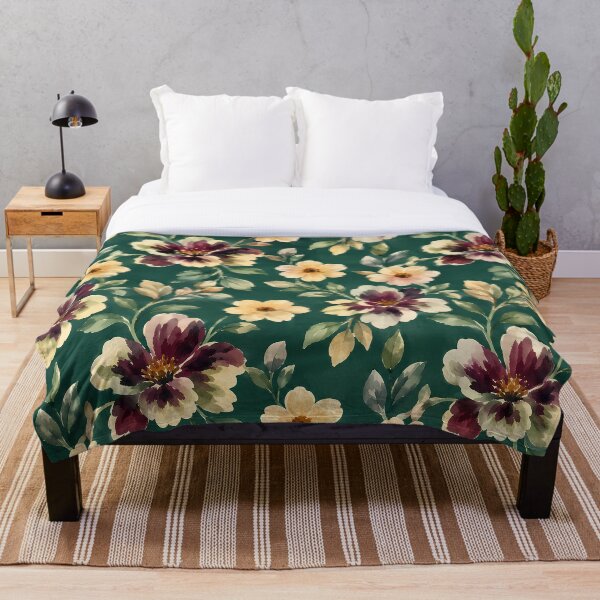 Artikelvorschau, Elegantes waldgrünes Aquarell-Blumenmuster entworfen und verkauft von zenjiinspired.