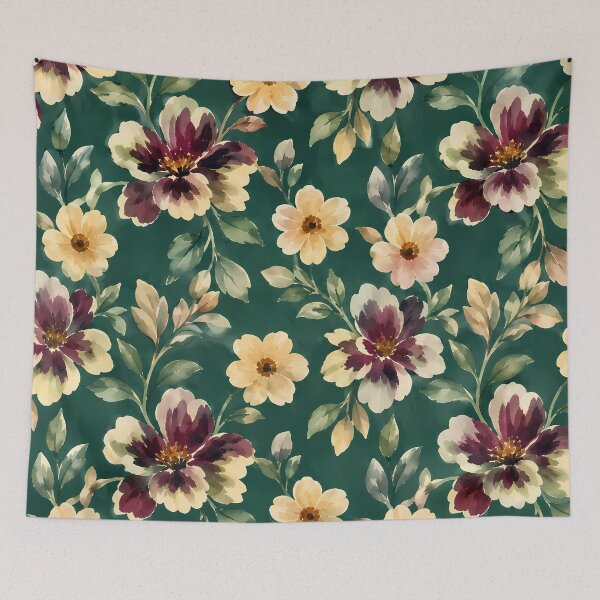 Item preview, Elegant Forest Green Watercolor Floral Pattern designed and sold by zenjiinspired.