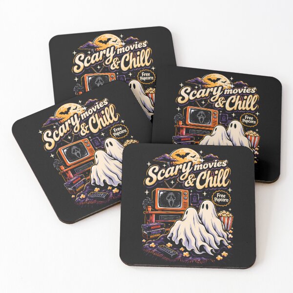Item preview, Ghosts enjoying scary movies and popcorn halloween designed and sold by rafaeltto.