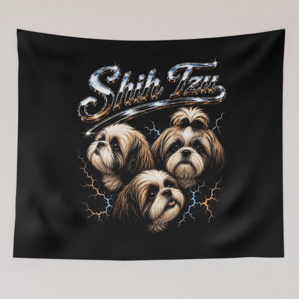 Item preview, Adorable Shih Tzu Trio with Sparkling Text designed and sold by rafaeltto.