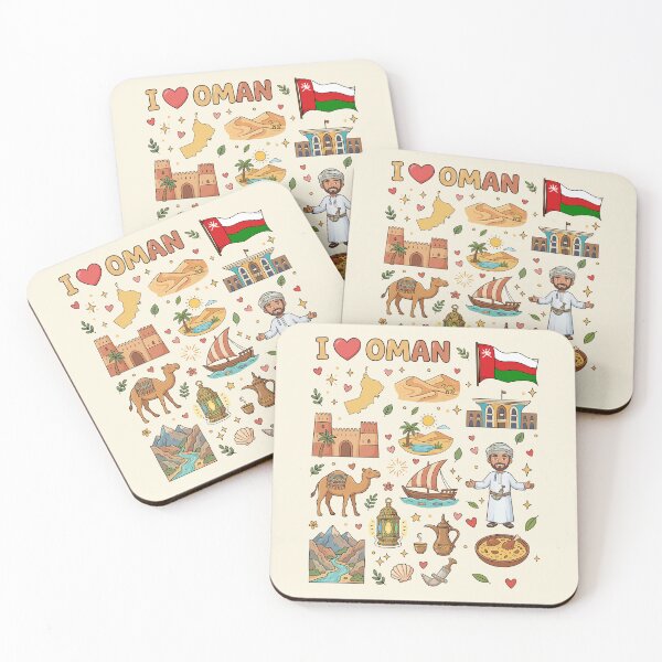 Item preview, I Love Oman Cute Cultural Doodles & Iconic Landmarks أنا أحب عمان - توثيق فني لأبرز المعالم والتراث العماني designed and sold by mashmosh.
