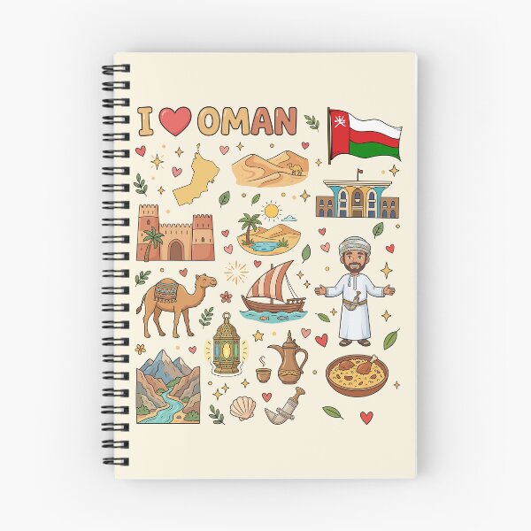 Item preview, I Love Oman Cute Cultural Doodles & Iconic Landmarks أنا أحب عمان - توثيق فني لأبرز المعالم والتراث العماني designed and sold by mashmosh.