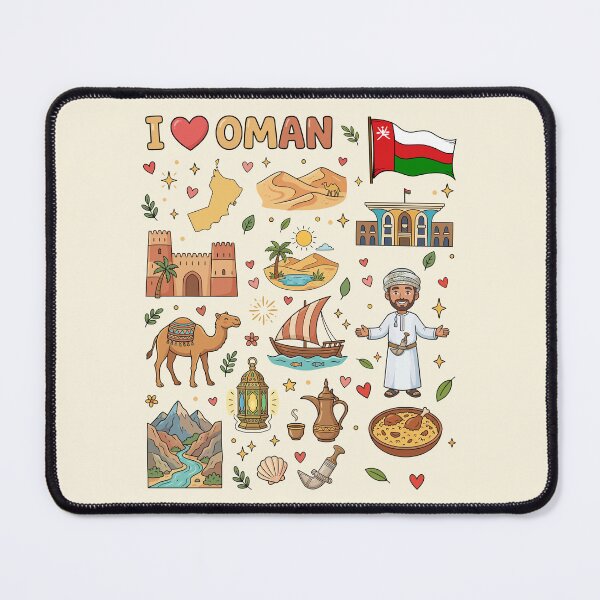 Item preview, I Love Oman Cute Cultural Doodles & Iconic Landmarks أنا أحب عمان - توثيق فني لأبرز المعالم والتراث العماني designed and sold by mashmosh.
