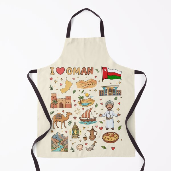 Item preview, I Love Oman Cute Cultural Doodles & Iconic Landmarks أنا أحب عمان - توثيق فني لأبرز المعالم والتراث العماني designed and sold by mashmosh.