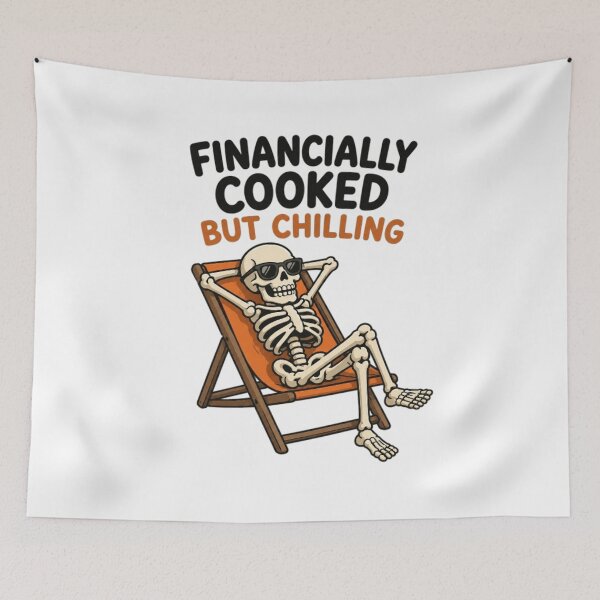 Item preview, Financially cooked but chilling funny beach skeleton designed and sold by vecart34.