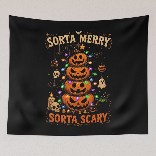 Item preview, Sorta Merry Sorta Scary Halloween Pumpkins Design Xmas designed and sold by rafaeltto.