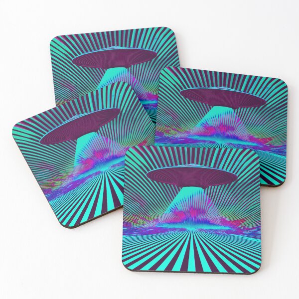 Item preview, UFO Weirdcore Cosmic Ocean Psychedelic Style Art in Electric Teal designed and sold by ✨nightvrld.