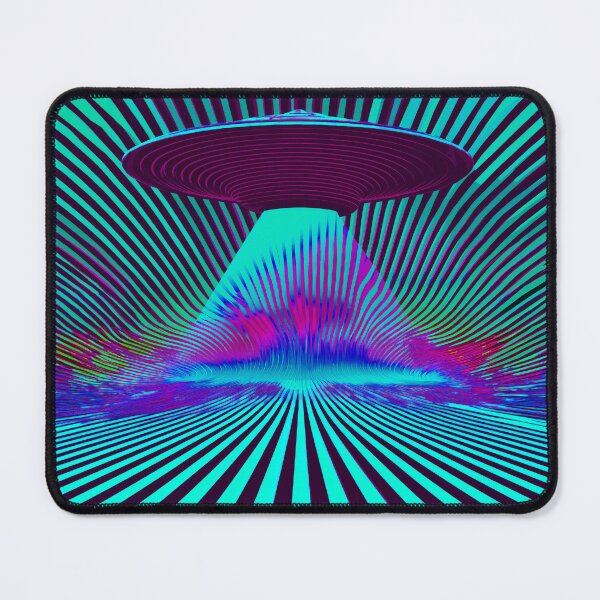 Item preview, UFO Weirdcore Cosmic Ocean Psychedelic Style Art in Electric Teal designed and sold by ✨nightvrld.