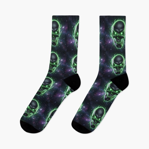 Item preview, Cosmic Green Lightning Skull designed and sold by DWolf04.