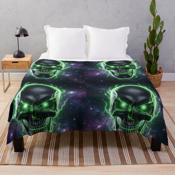 Item preview, Cosmic Green Lightning Skull designed and sold by DWolf04.