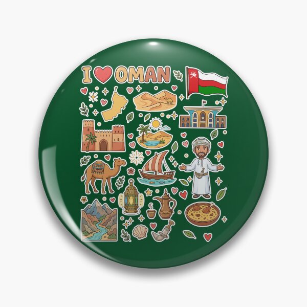 Item preview, Oman Landmarks & Heritage Cute Doodle Collage معالم وتراث سلطنة عمان - رسم كرتوني لطيف designed and sold by mashmosh.
