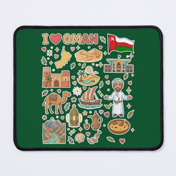 Item preview, Oman Landmarks & Heritage Cute Doodle Collage معالم وتراث سلطنة عمان - رسم كرتوني لطيف designed and sold by mashmosh.