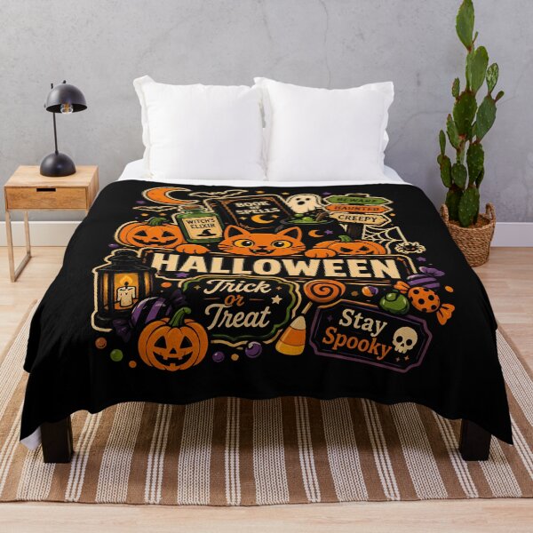 Item preview, Spooky Halloween Cat with Pumpkins and Treats Design designed and sold by rafaeltto.