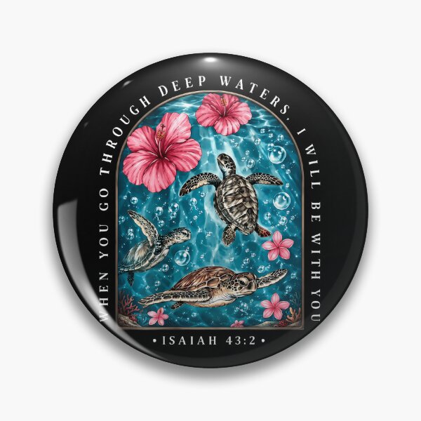 Item preview, When You Go Through Deep Waters Retro Sea Turtle designed and sold by ripgoatclothing.