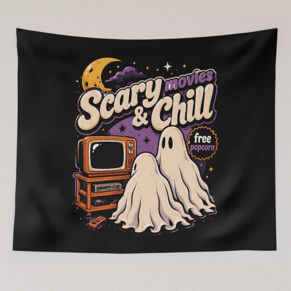 Item preview, Scary Movies and Chill with Ghosts and Popcorn Halloween designed and sold by rafaeltto.