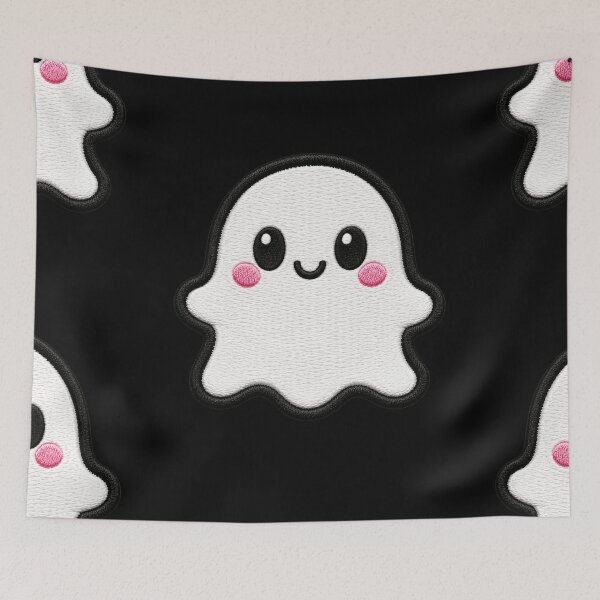 Item preview, Cute Kawaii Little Ghost Embroidery Illustration designed and sold by ColorSplash123.