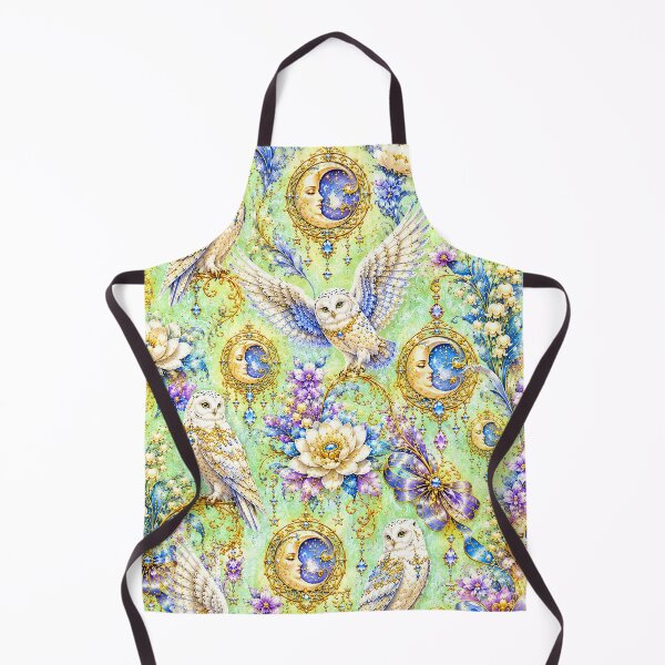 Item preview, Snowy Owl Moon Garden – Celestial Art Nouveau Pattern designed and sold by sunbowjp stadio.