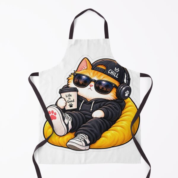 Item preview, Chill Cat Vibes – Cool Cat with Headphones and Coffee designed and sold by Genzfirevibes.