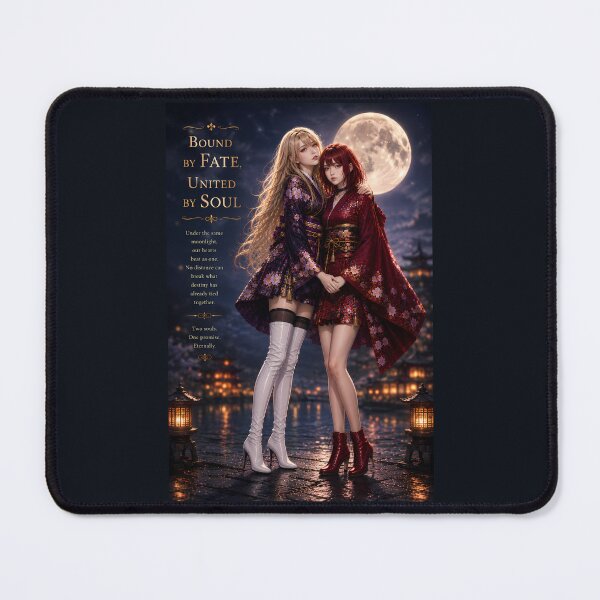 Item preview, Bound by Fate, United by Soul – Moonlit Anime Romance Art Print designed and sold by Kurekou Lab.