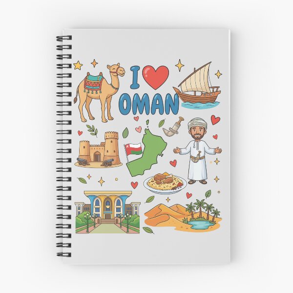 Item preview, Oman Heritage & Landmarks Vibrant Doodle Collage معالم وتراث سلطنة عمان - رسم كرتوني مع خريطة عمان  designed and sold by mashmosh.