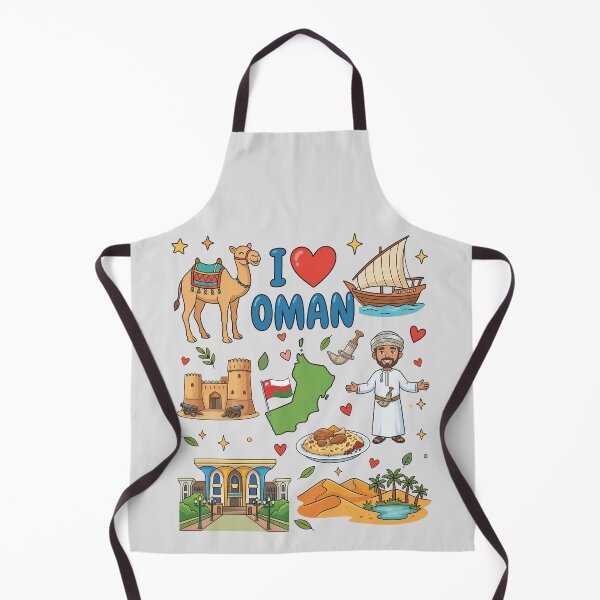 Item preview, Oman Heritage & Landmarks Vibrant Doodle Collage معالم وتراث سلطنة عمان - رسم كرتوني مع خريطة عمان designed and sold by mashmosh.