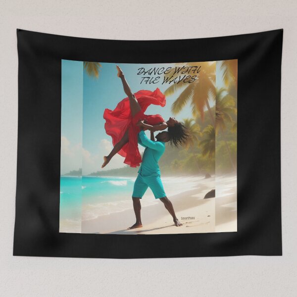 Item preview, Dance with the Waves – Tropical Acrobatic Bachata Couple, Romantic Beach Sunset Lift Portrait, Sensual Latin Dancers Apparel Poster designed and sold by SmartPuns.