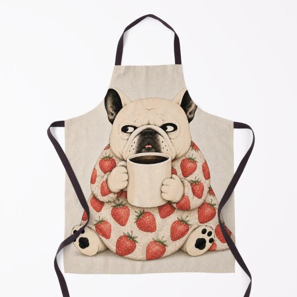 Item preview, Strawberry Frenchie Coffee Morning | Cute French Bulldog Art designed and sold by joycrysstudio.