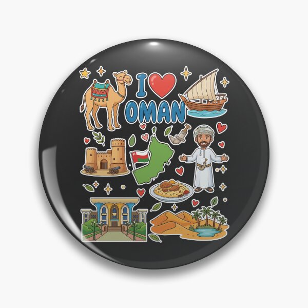 Item preview, I Love Oman Aesthetic Culture Doodles & Iconic Landmarks أنا أحب عمان - طراز التراث العماني designed and sold by mashmosh.
