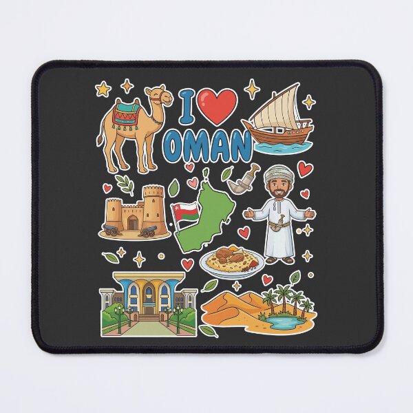 Item preview, I Love Oman Aesthetic Culture Doodles & Iconic Landmarks أنا أحب عمان - طراز التراث العماني designed and sold by mashmosh.