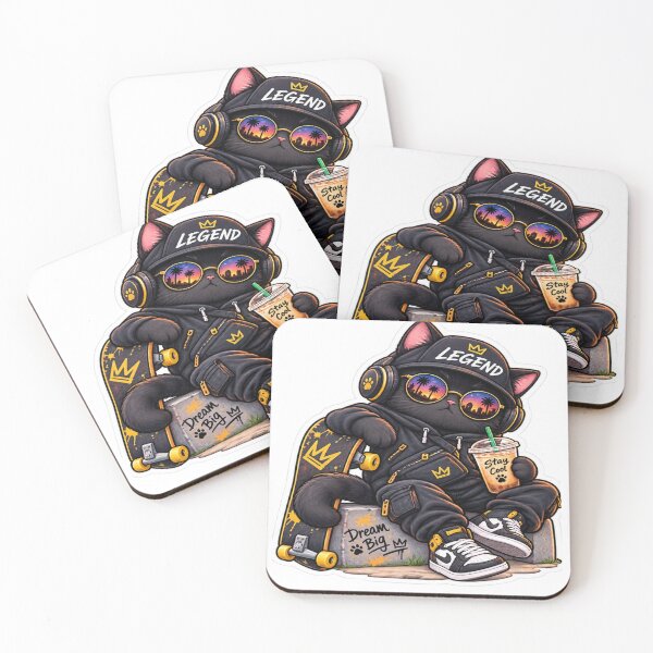 Item preview, Legend Black Cat – Cool Streetwear Skateboard Cat designed and sold by Genzfirevibes.