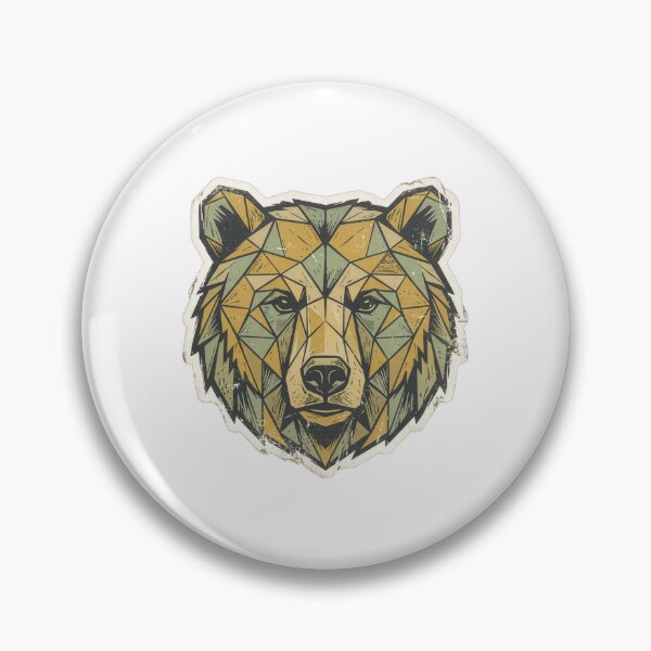 Item preview, Geometric Grizzly Bear Head Mosaic Distressed Retro designed and sold by Mr. Pawsome.