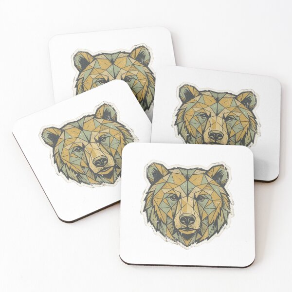 Item preview, Geometric Grizzly Bear Head Mosaic Distressed Retro designed and sold by Mr. Pawsome.