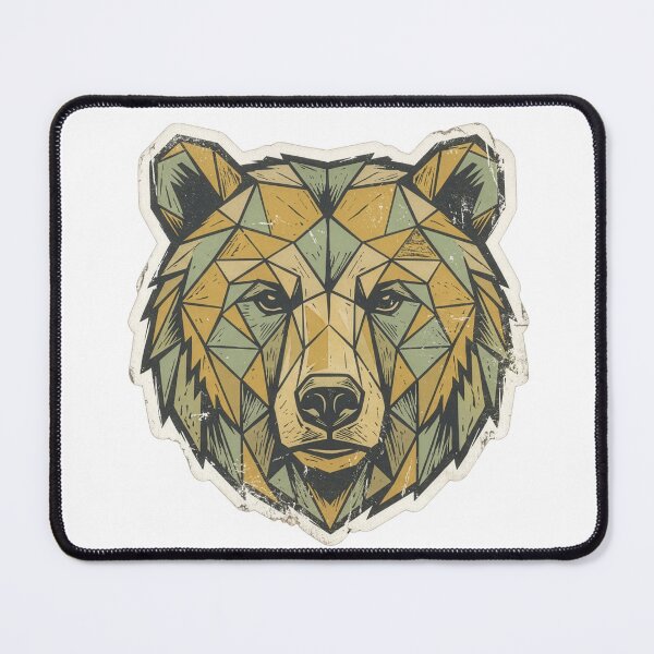 Item preview, Geometric Grizzly Bear Head Mosaic Distressed Retro designed and sold by Mr. Pawsome.
